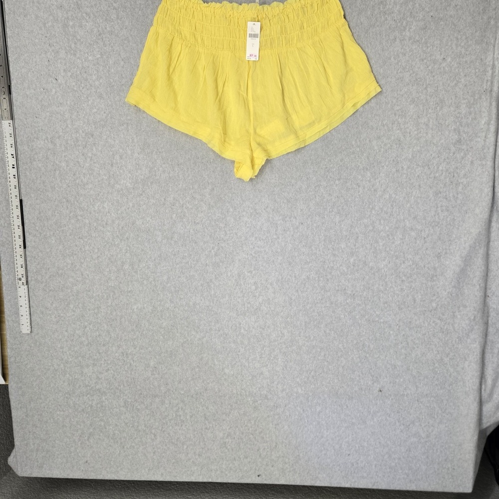 Anthropologie Women Shorts L Yellow Smocked Pull On NWt - Picture 10 of 13